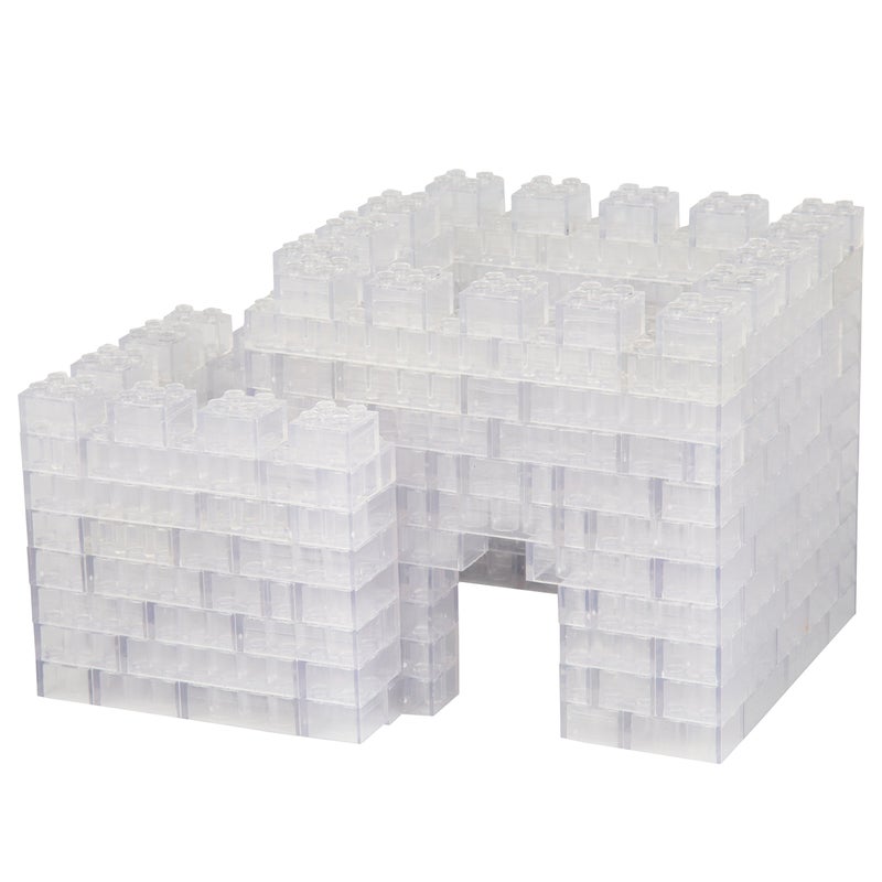 SCS Direct Building Block Bricks - 1000 Pc Bulk Set of Unique Clear Color with 54 Roof Pieces - Great for Activity Tables, Creativity & School Projects - Image 2